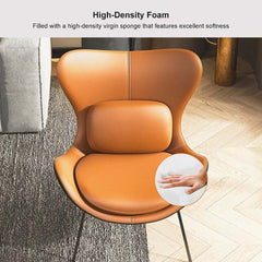 Modern Wingback Faux Leather Chair With Pillow Back