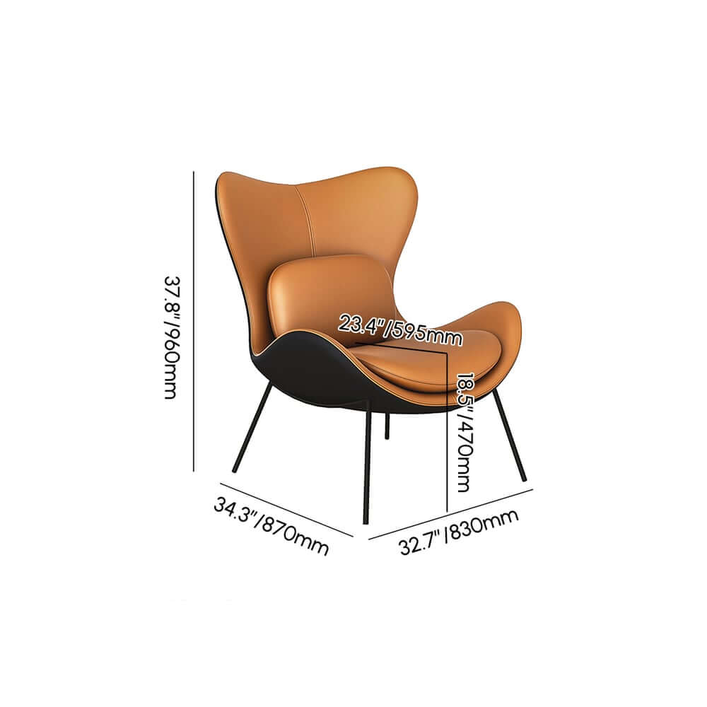 Modern Wingback Faux Leather Chair With Pillow Back Dimensions