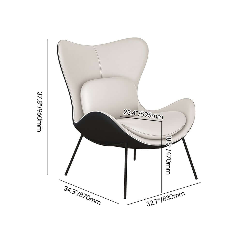 Modern Wingback Faux Leather Chair With Pillow Back Dimensions