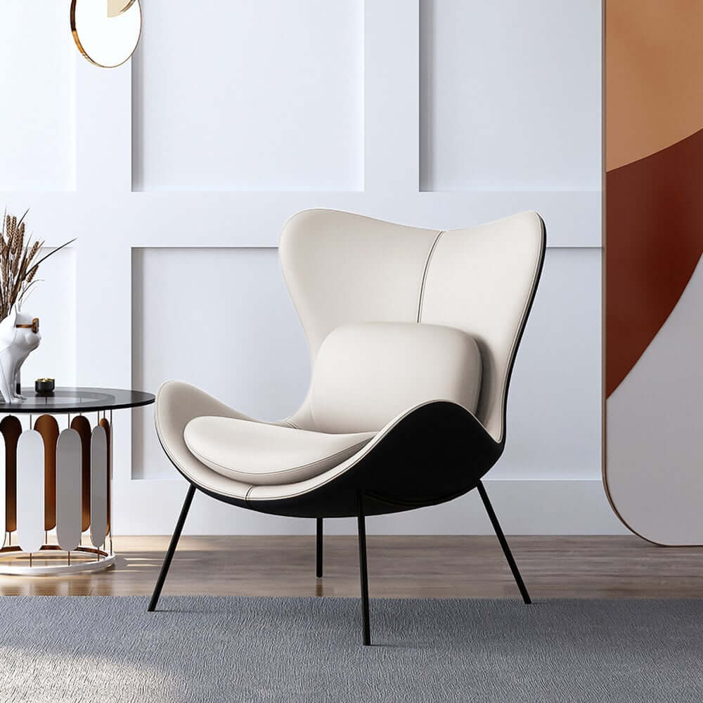 Modern Wingback Faux Leather Chair With Pillow Back Main Product Image