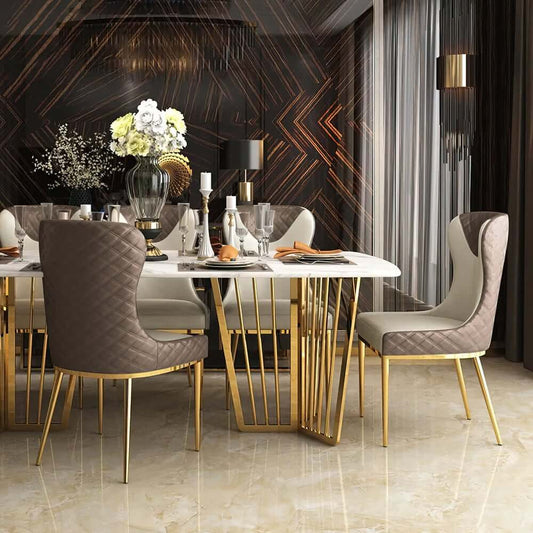 Modern Wingback Faux Leather Dining Chair Set, Brown