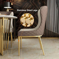 Modern Wingback Faux Leather Dining Chair Set, Brown