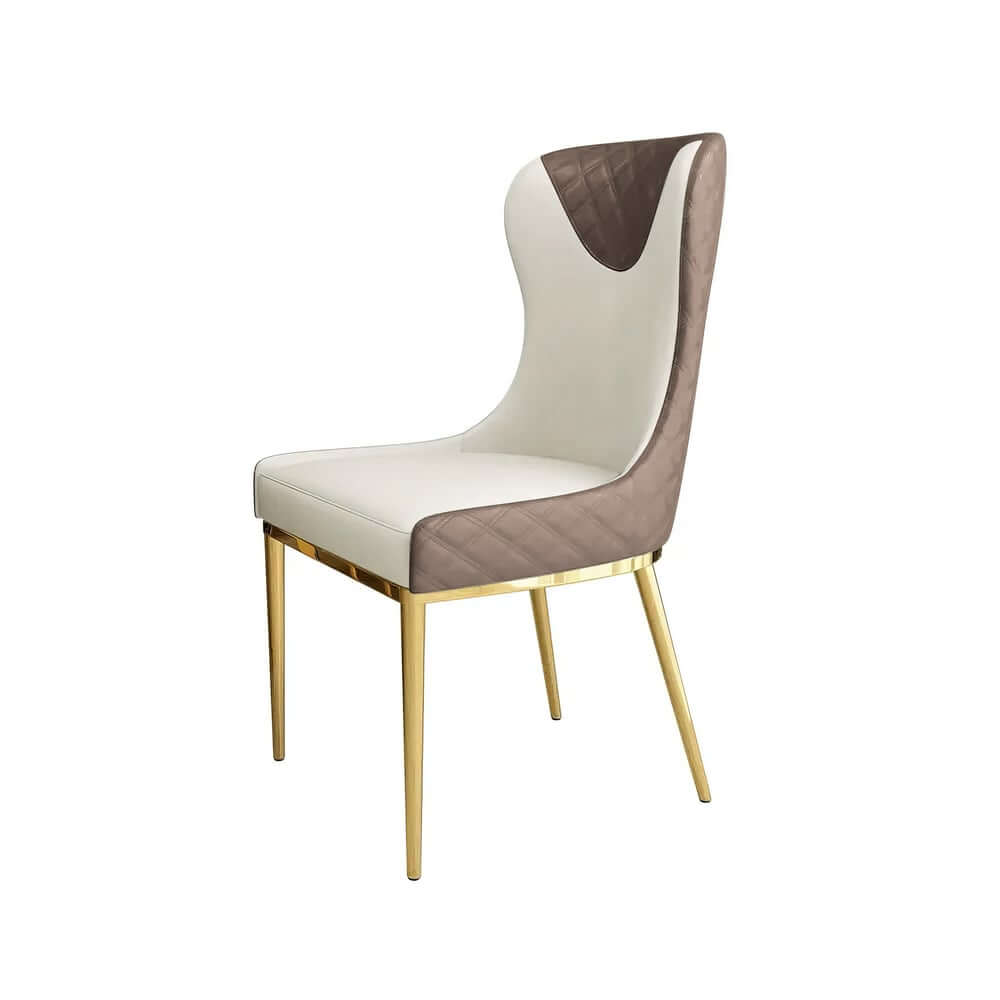 Modern Wingback Faux Leather Dining Chair Set, Brown