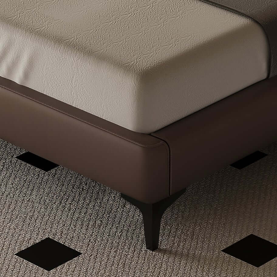 Modern Wingback King Bed with Faux Leather Upholstery