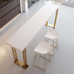 Modern Wood Bar Counter with Gold Stainless Steel Base