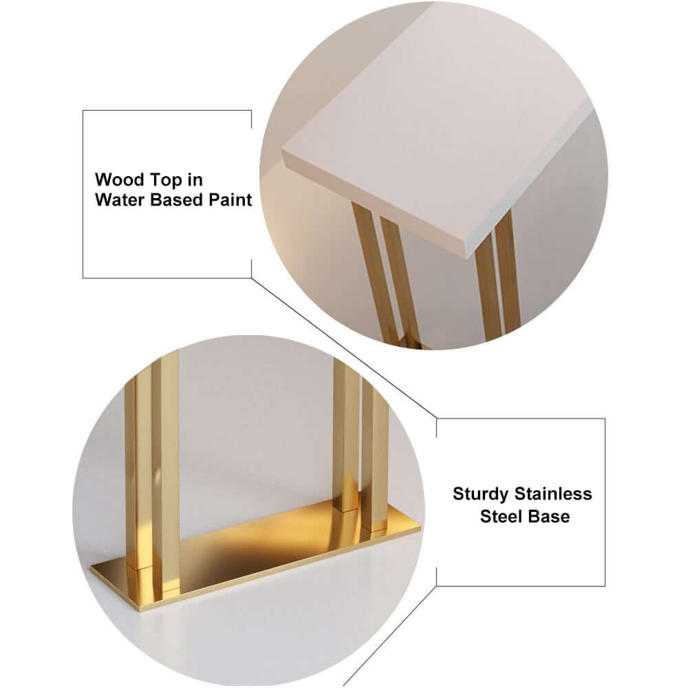 Modern Wood Bar Counter with Gold Stainless Steel Base