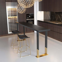 Modern Wood Bar Counter with Gold Stainless Steel Base