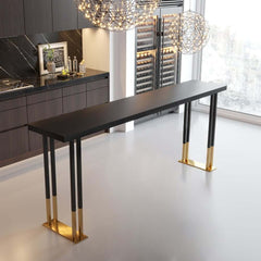 Modern Wood Bar Counter with Gold Stainless Steel Base
