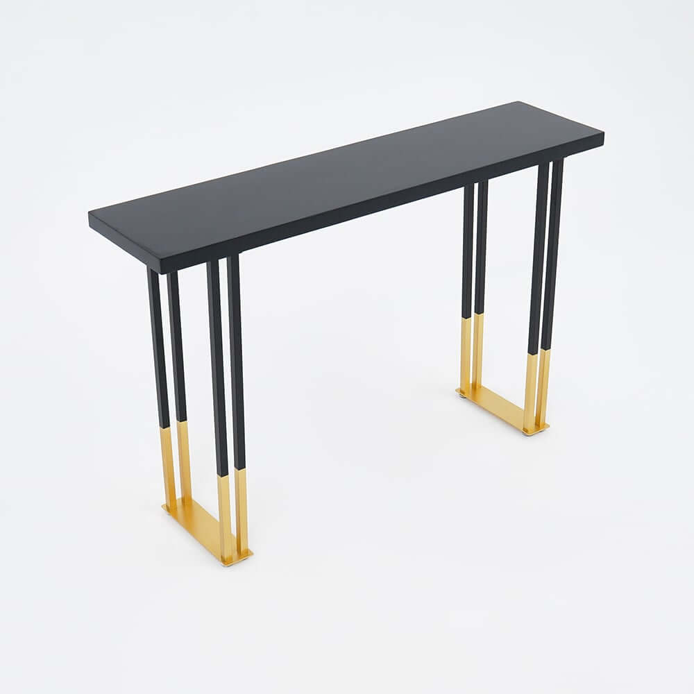 Modern Wood Bar Counter with Gold Stainless Steel Base