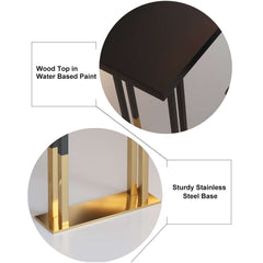 Modern Wood Bar Counter with Gold Stainless Steel Base