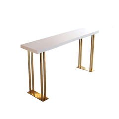 Modern Wood Bar Counter with Gold Stainless Steel Base