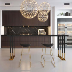 Modern Wood Bar Counter with Gold Stainless Steel Base