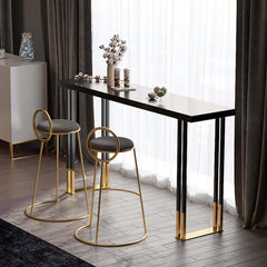Modern Wood Bar Counter with Gold Stainless Steel Base