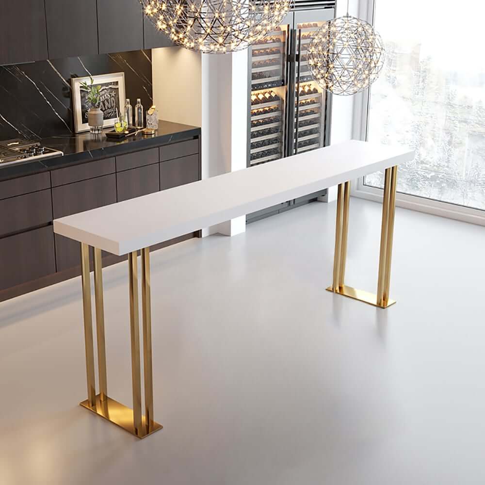 Modern Wood Bar Counter with Gold Stainless Steel Base Main Product Image