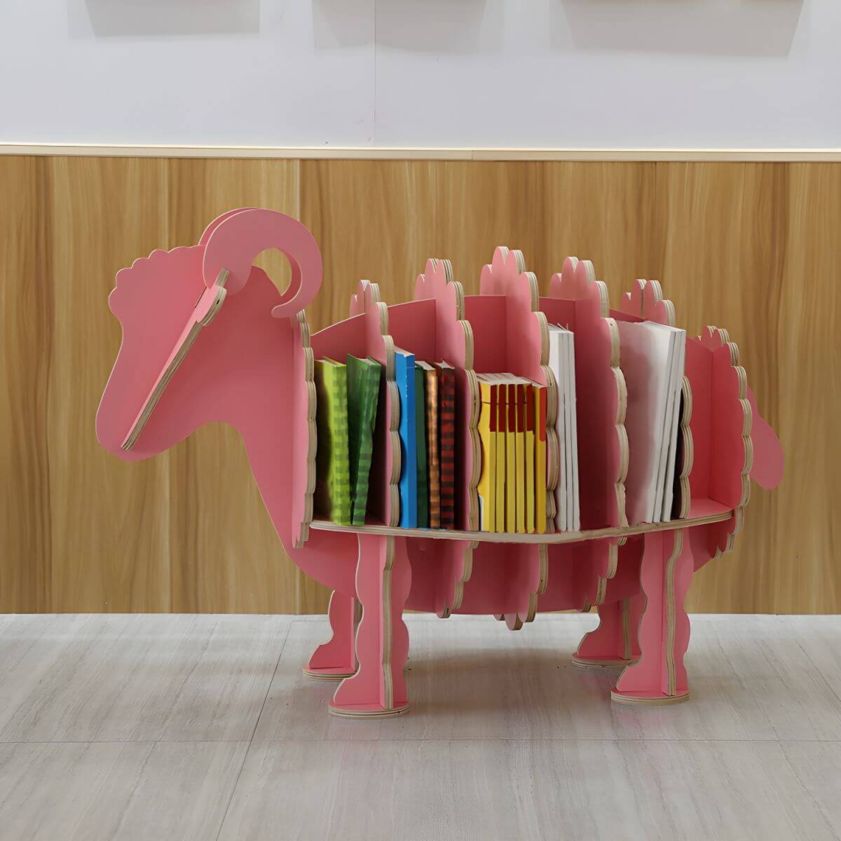 Modern Wooden Animal Theme Bookcase for Kids' Rooms
