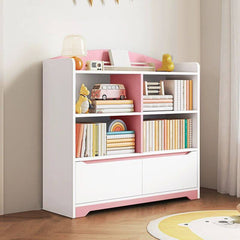 Modern Wooden Kids Bookcase with Flip Doors and Closed Back