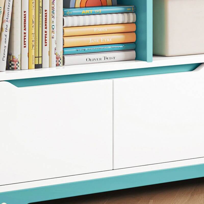 Modern Wooden Kids Bookcase with Flip Doors and Closed Back