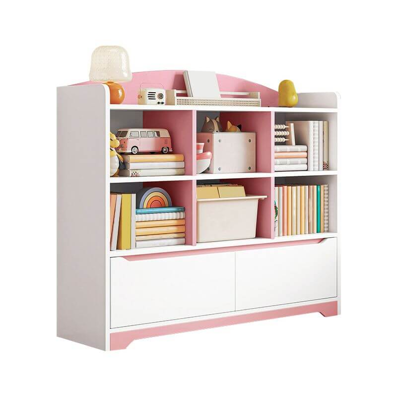 Modern Wooden Kids Bookcase with Flip Doors and Closed Back
