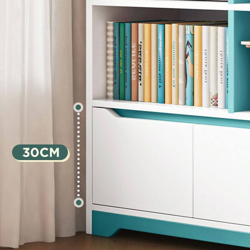 Modern Wooden Kids Bookcase with Flip Doors and Closed Back