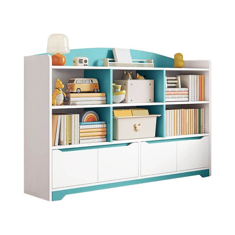 Modern Wooden Kids Bookcase with Flip Doors and Closed Back