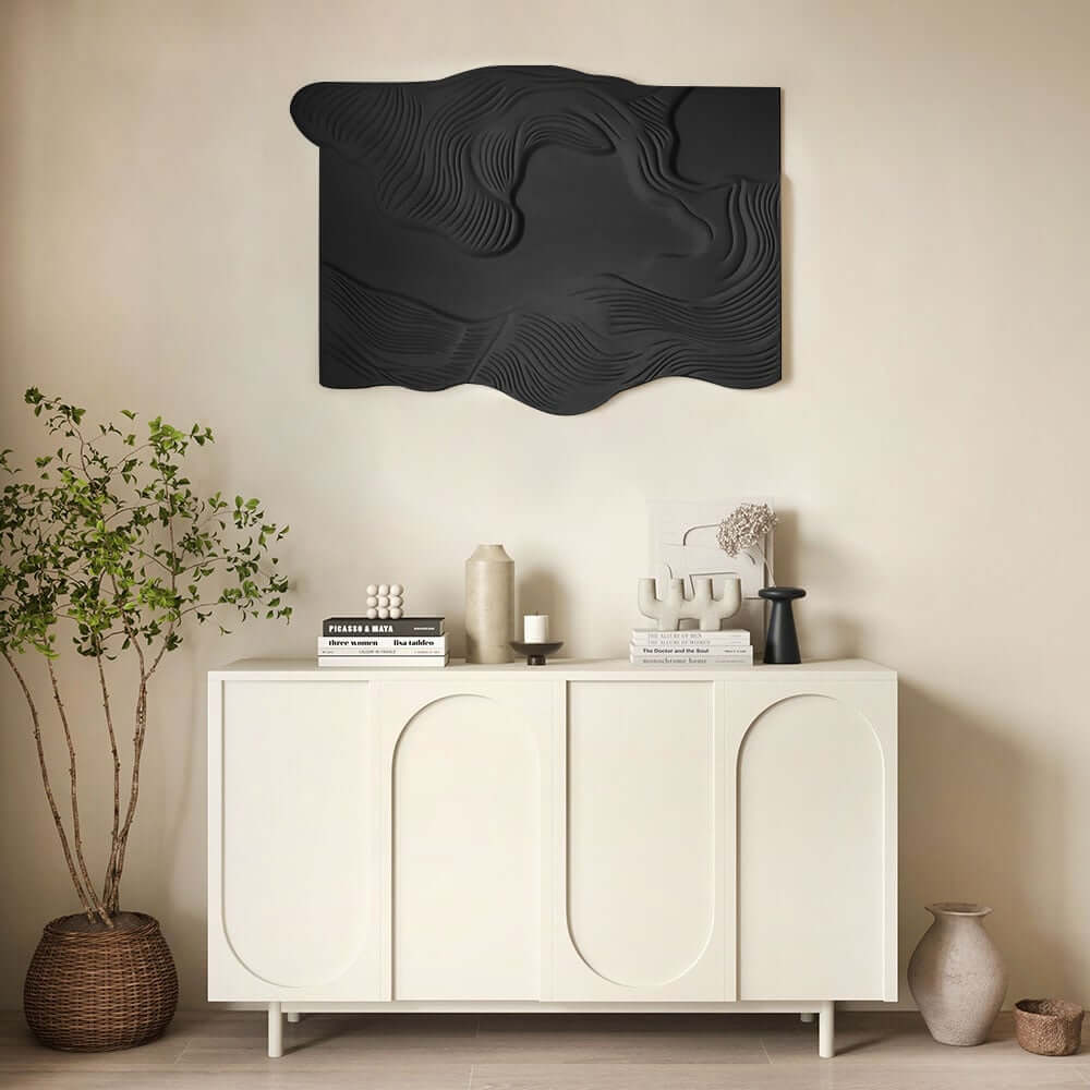 Modern Wooden Wall Art with 3D Geometric Design