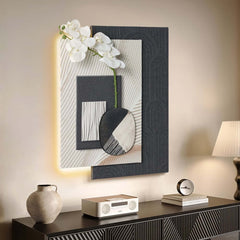 Modern Wooden Wall Art with Integrated LED Lighting