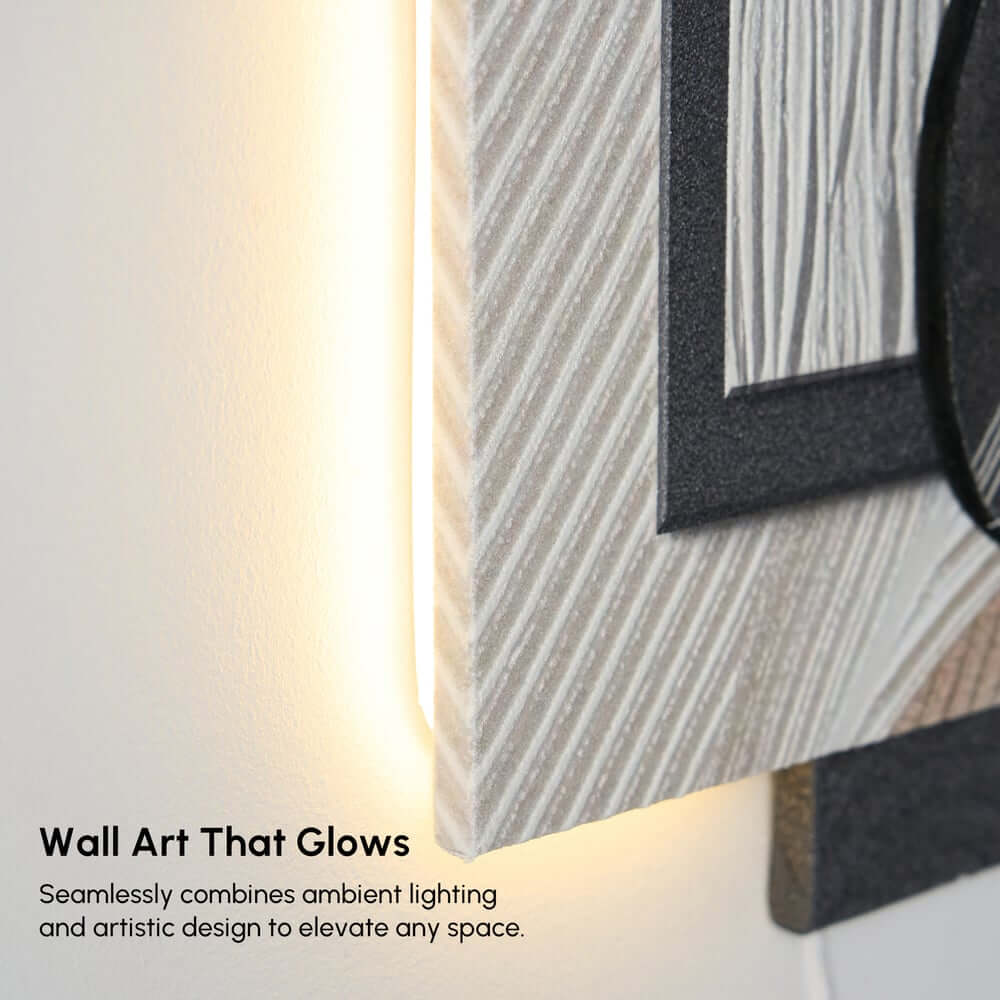 Modern Wooden Wall Art with Integrated LED Lighting