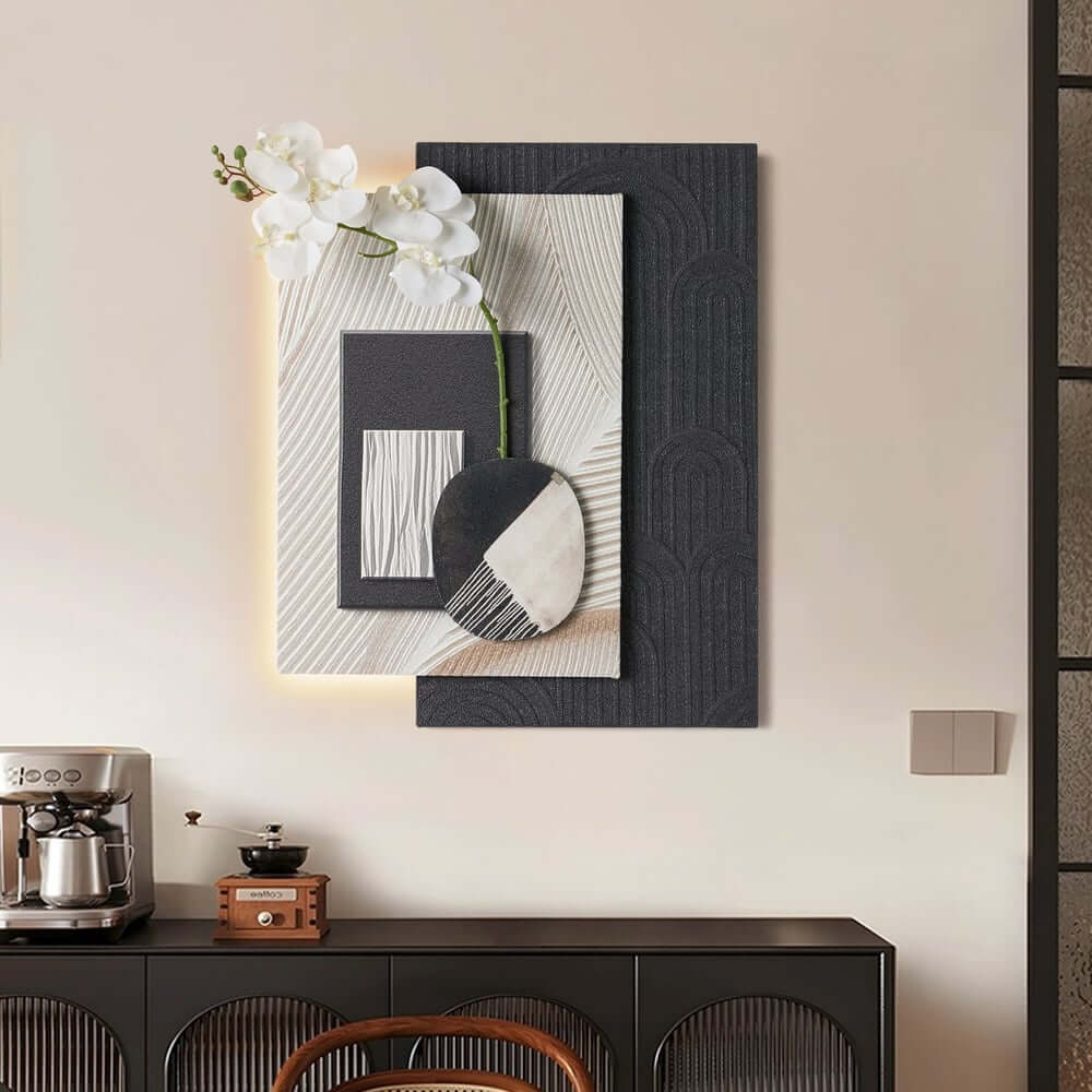 Modern Wooden Wall Art with Integrated LED Lighting