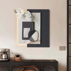 Modern Wooden Wall Art with Integrated LED Lighting