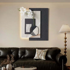 Modern Wooden Wall Art with Integrated LED Lighting