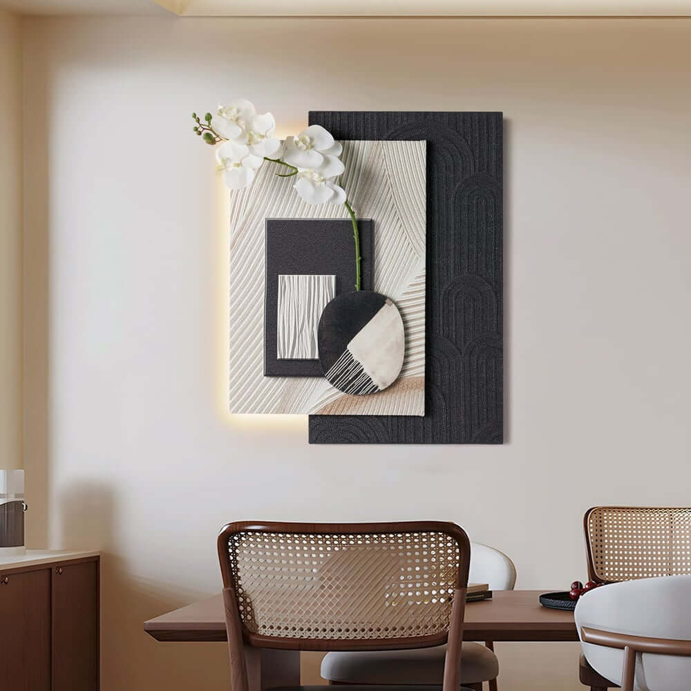 Modern Wooden Wall Art with Integrated LED Lighting