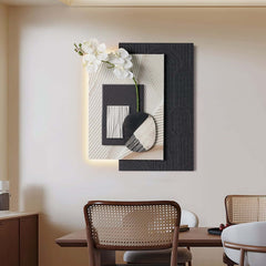 Modern Wooden Wall Art with Integrated LED Lighting