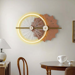 Modern Wooden Wall Art with Integrated LED Lighting, Round Design Main Product Image