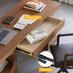 Modern Writing Desk with Drawer and Open Shelves