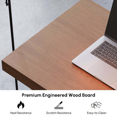 Modern Writing Desk with Drawer and Open Shelves