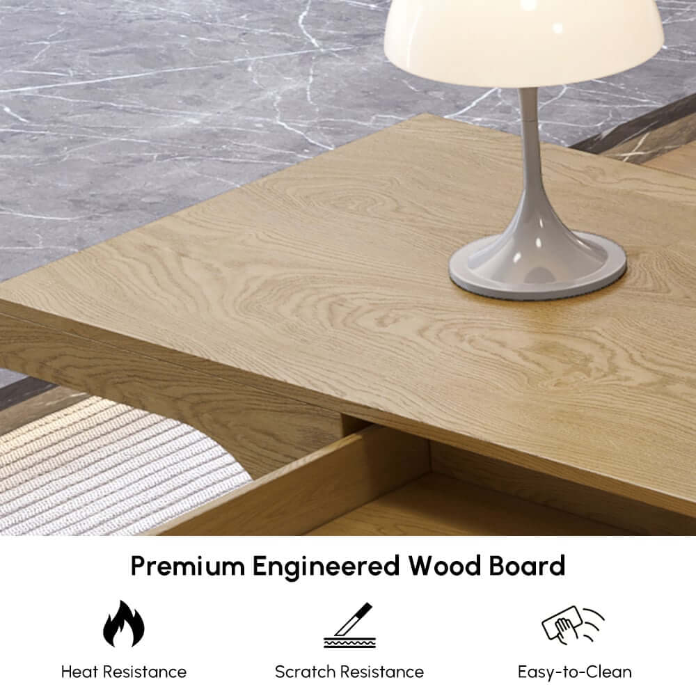 Modern Writing Desk with Drawer and Open Shelves