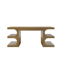 Modern Writing Desk with Drawer and Open Shelves