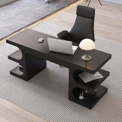 Modern Writing Desk with Drawer and Open Shelves