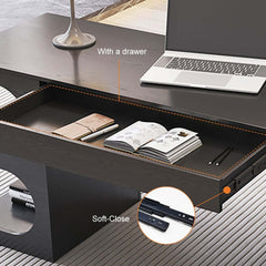 Modern Writing Desk with Drawer and Open Shelves