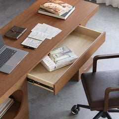 Modern Writing Desk with Drawer and Open Shelves