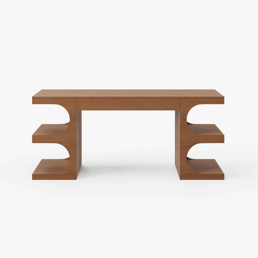 Modern Writing Desk with Drawer and Open Shelves