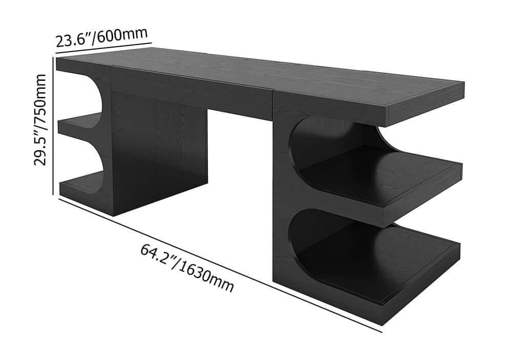 Modern Writing Desk with Drawer and Open Shelves Dimensions