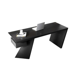 Modern Writing Desk with Drawer in Rubberwood and Metal Frame