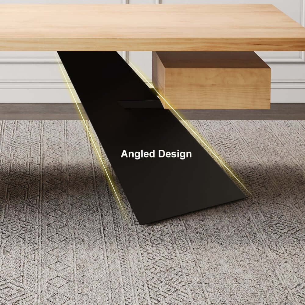 Modern Writing Desk with Drawer in Rubberwood and Metal Frame