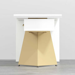 Modern Writing Desk with Drawer in Rubberwood and Metal Frame