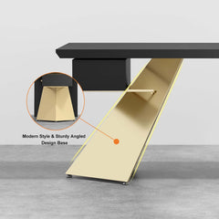 Modern Writing Desk with Drawer in Rubberwood and Metal Frame