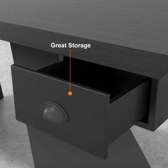 Modern Writing Desk with Drawer in Rubberwood and Metal Frame