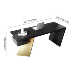Modern Writing Desk with Drawer in Rubberwood and Metal Frame Dimensions