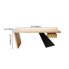 Modern Writing Desk with Drawer in Rubberwood and Metal Frame Dimensions