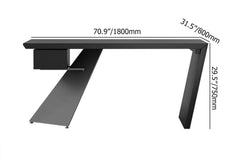 Modern Writing Desk with Drawer in Rubberwood and Metal Frame Dimensions